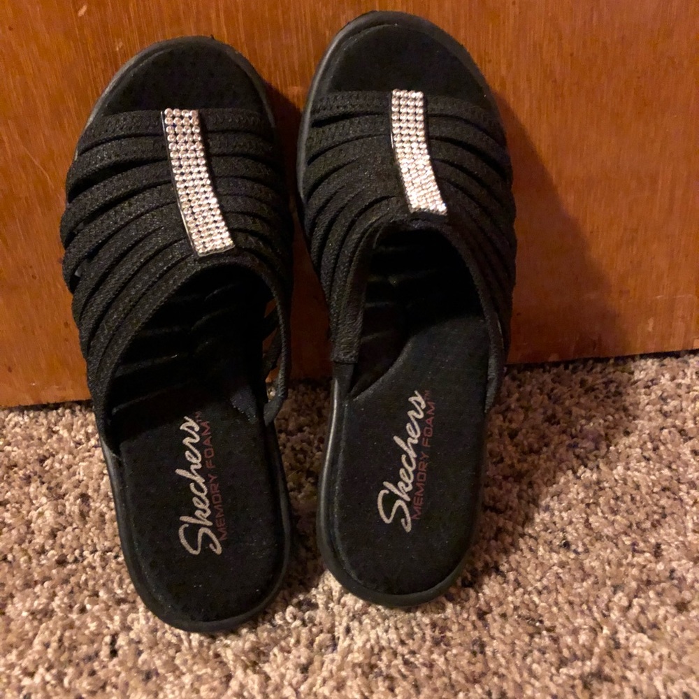 Slide on wedge sandals